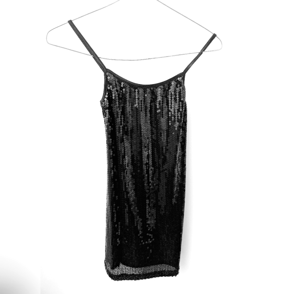 Black Sequin Long Tank Top